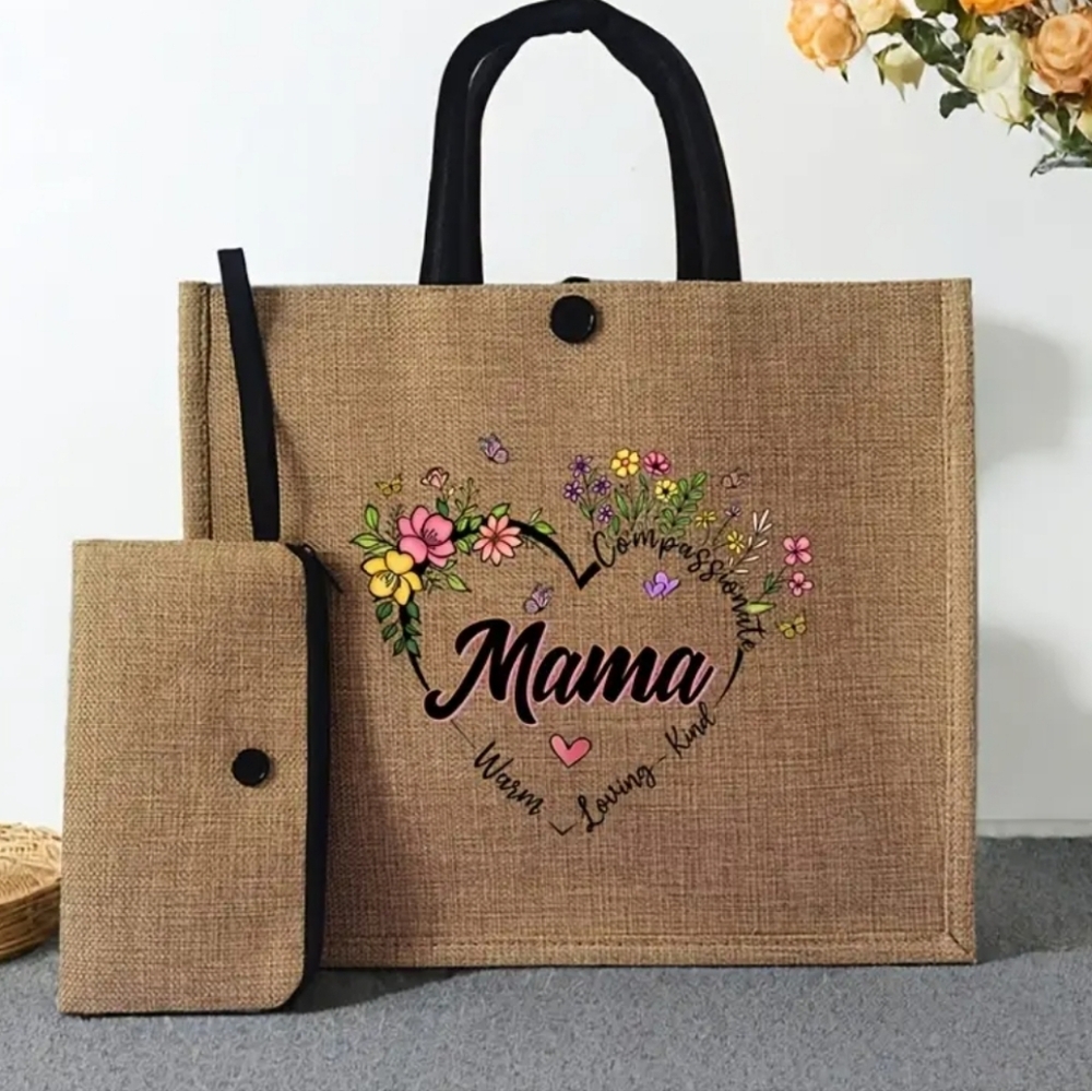 2 Pcs Print Tote Bag